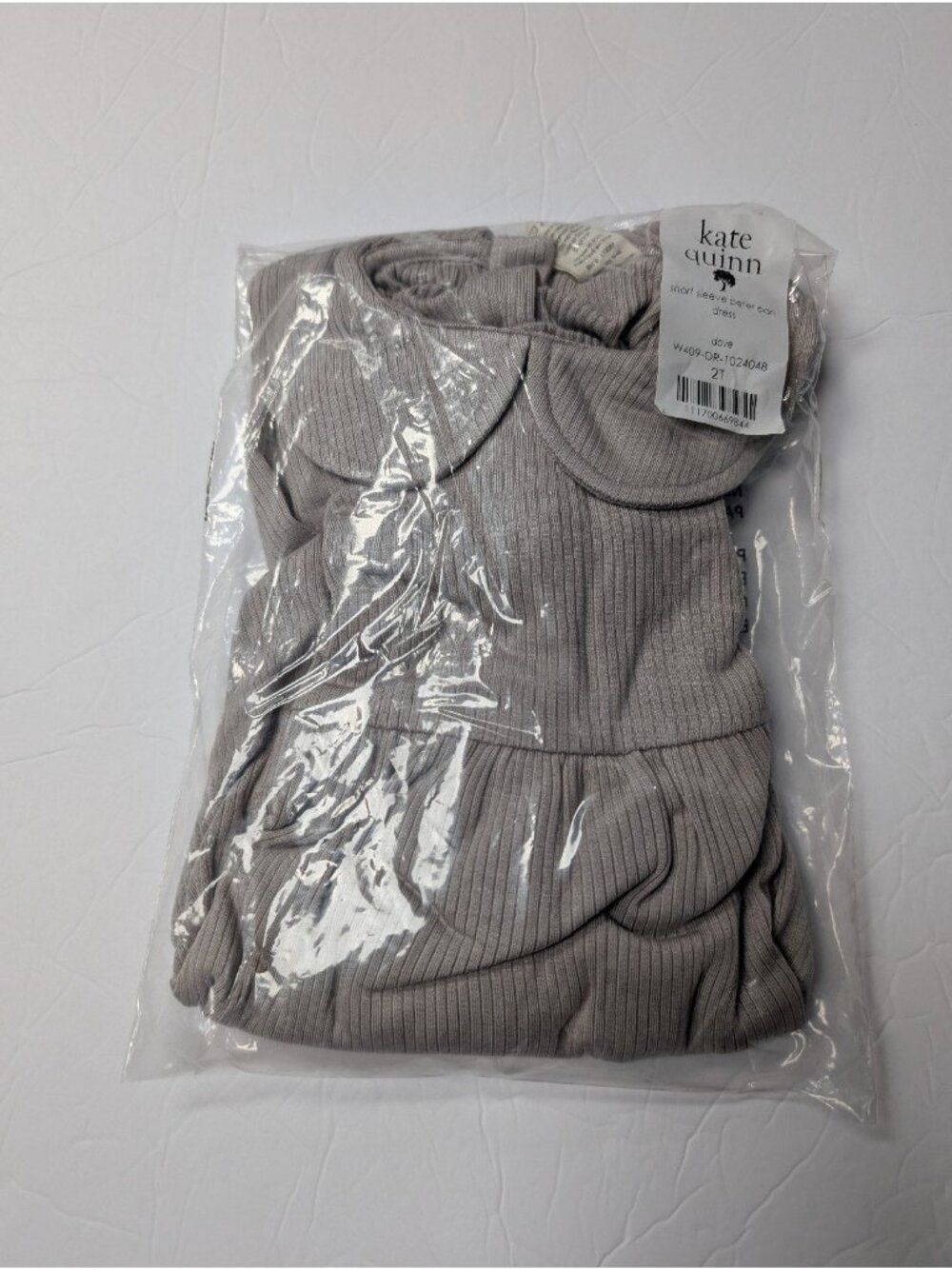 Kate Quinn Modal Rib Peter Pan Collar Dress 2T Dove Grey